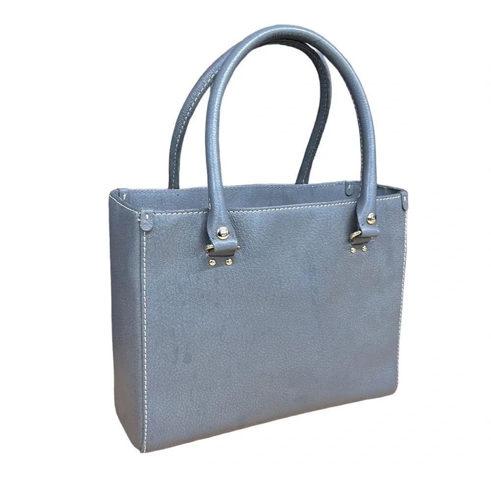 KATE SPADE Quinn Tarrytown Gray Marbled Leather Tote Purse Handbag 11.25